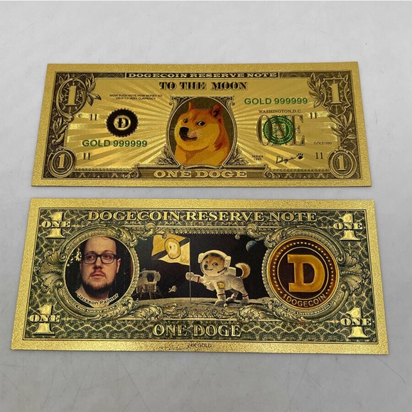 Dogecoin Dollar Gold Banknote Certificate Bill Crypto Souvenir One Doge - Picture 6 of 7